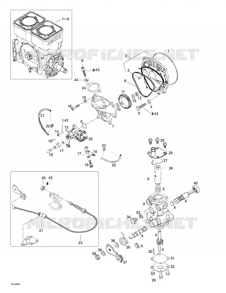Olie-injectiesysteem, oliepomp, roterende klep