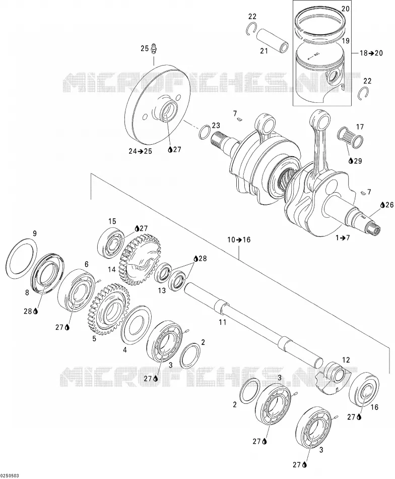 01- VILEBREQUIN, PISTONS ET ARBRE DE BALANCEMENT