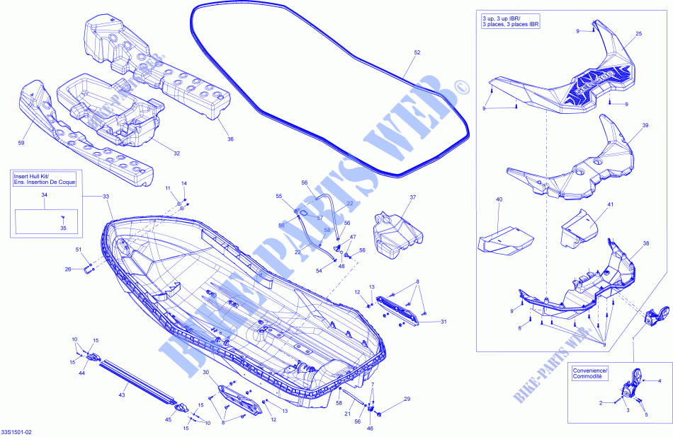 CARROSSERIE voor Sea-Doo SPARK ACE 900 ( 2 SEATS AND 3 SEATS  ) 2015