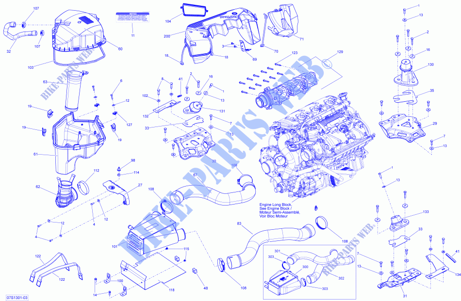 Motor, Inlaatdemper voor Sea-Doo RXT-X aS 260 & RS (aS: ADJUSTABLE SUSPENSION) 2013