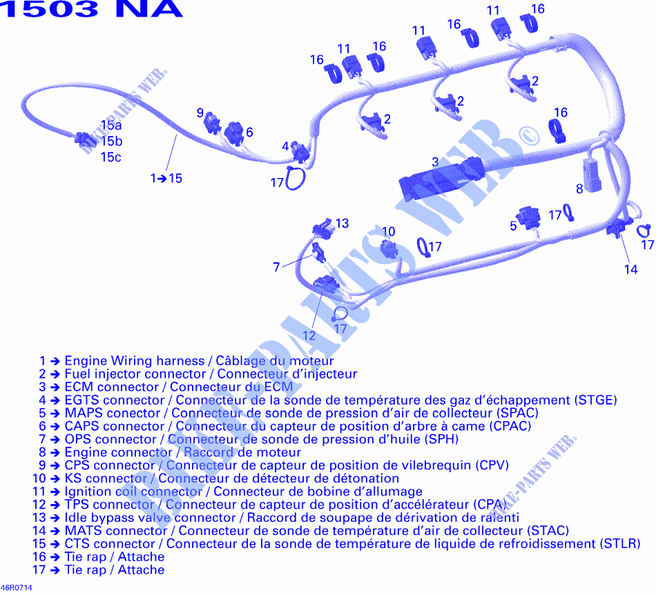 MotoRKABELBOOM voor Sea-Doo GTI 4-TEC SE ( SPECIAL EDITION ) 2007