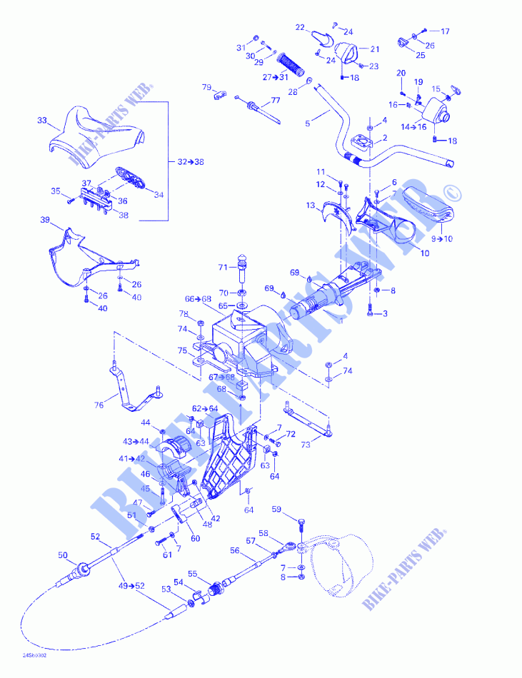 Stuursysteem voor Sea-Doo GTI LE RFI 6103/6104 ( FUEL INJECTION ) 2003