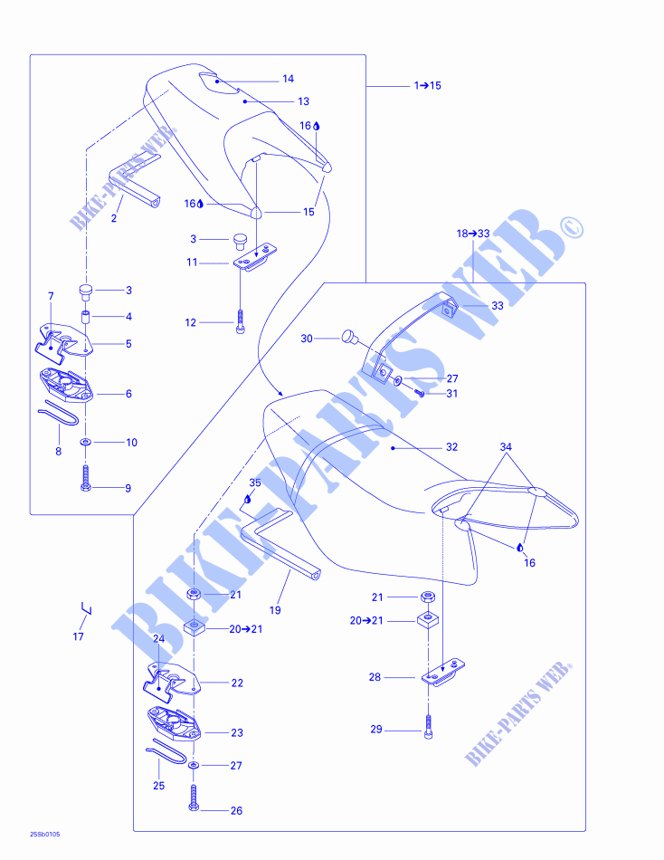 Stoel en motorkap voor Sea-Doo GTX RFI 5524/5525/5553/5555 ( FUEL INJECTION ) 2001