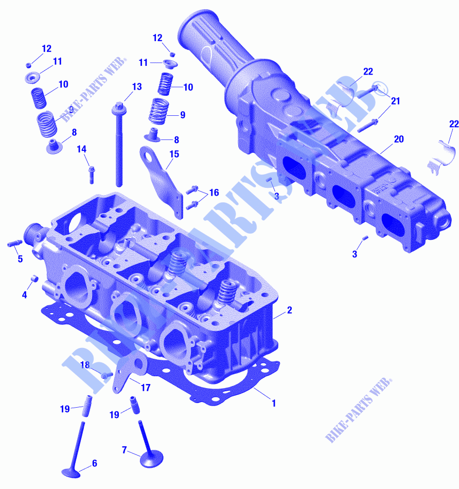Cilinderkop en uitlaatspruitstuk voor Sea-Doo GTI SE 170 2021